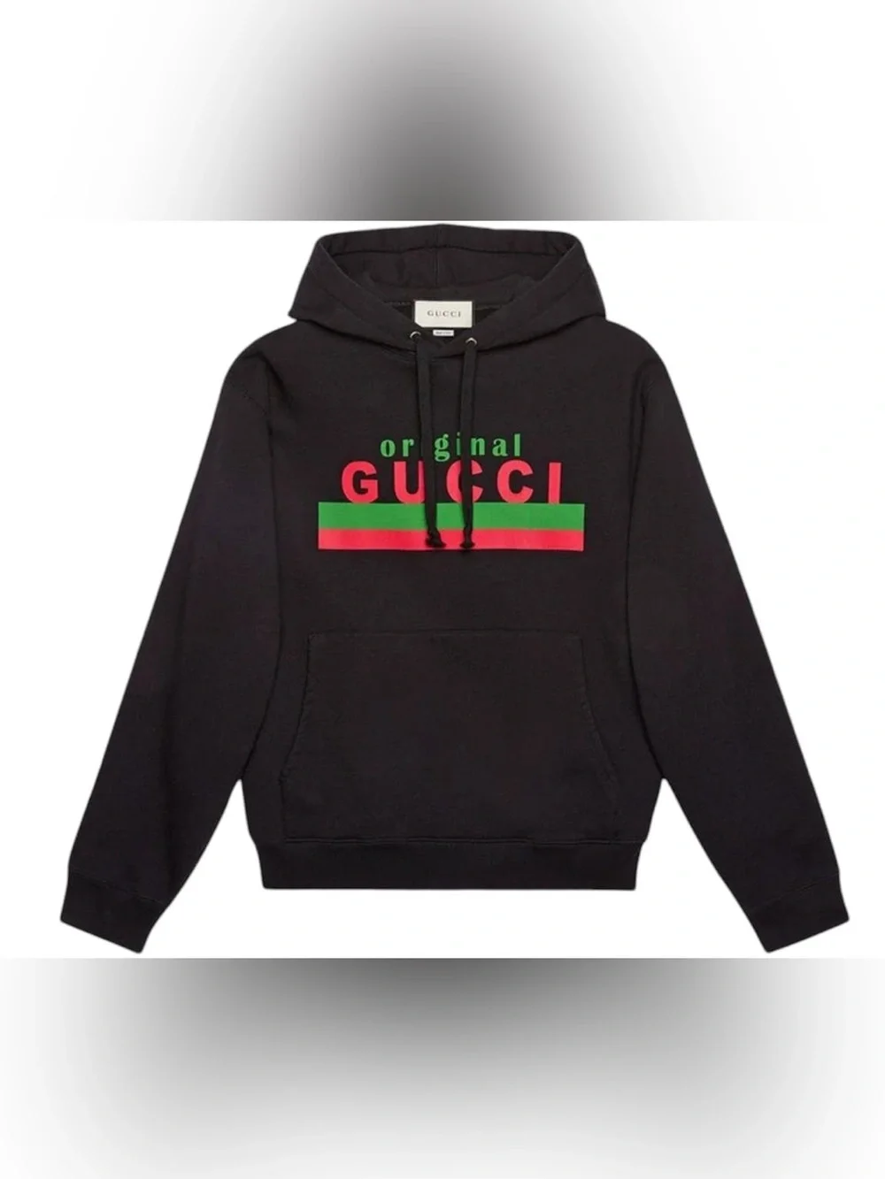 Gucci Black Hoodie with Red and Green Logo Stripe